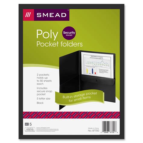 Smead Frame View Poly Two Pocket Folder 87705 5 Per Pack