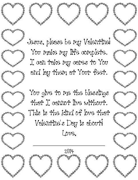 Valentines Day Poem For Jesus Kids Can Read The Poem And Color The