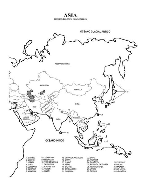 Mapa De Asia Con División Política Descarga Con Nombres Y Sin Nombres