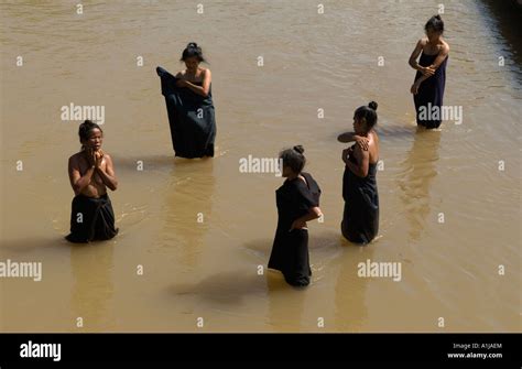 In Dein Or Indein Village On Inle Lake Myanmar Burma Women Washing