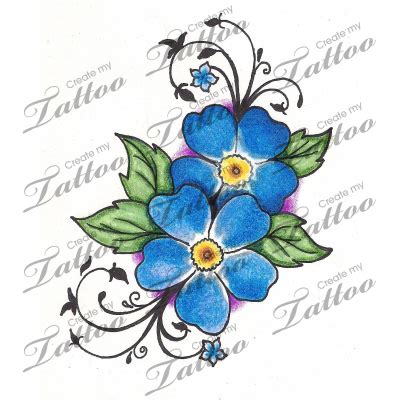 Forget me knot flowers tattoo. Marketplace Tattoo Forget Me Nots #9611 | CreateMyTattoo ...