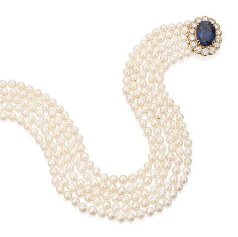Sapphire Diamond And Cultured Pearl Necklace
