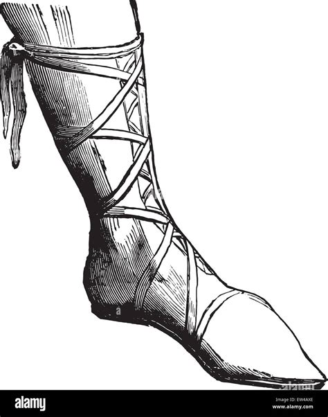 Shoe A Nobleman In The Ninth Century Vintage Engraved Illustration