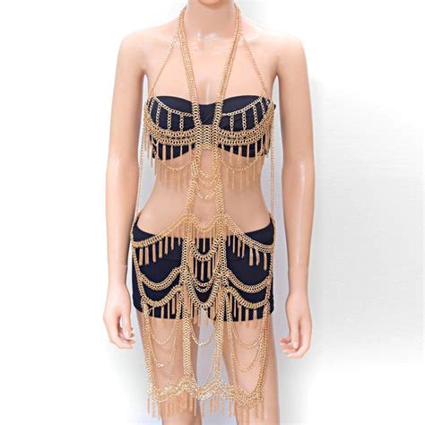 Buy Wholesale Oversized Full Body Chain Harness Slave Necklace Halter Belly Dancer Jewelry Gun