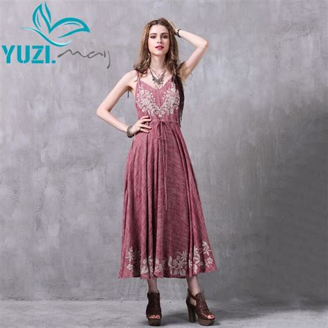 Summer Dress 2017 Yuzimay Boho New Cotton Linen Vestidos V Neck Flower