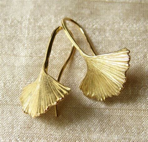 Ginkgo Leaf Earrings 18k Gold