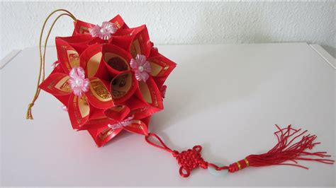 Tutorial How To Make A Decorative Flower Ball Using Ang Pow Paper Red