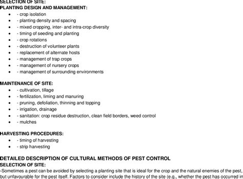 Cultural Methods Of Pest Control Download Table