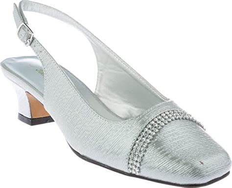 Antica02 Womens Wide Width Evening Sandal Block Heel Silver Dress Shoes