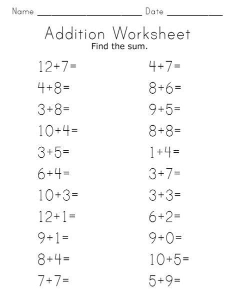 Free Printable Sheets For Math