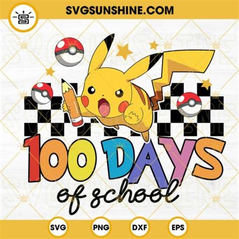 100 Days Of School Pikachu SVG, Pokemon 100 Days SVG, Back To School