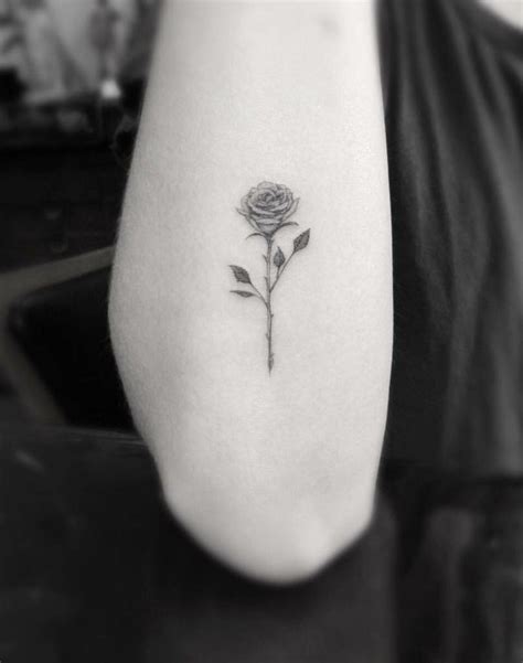 Dainty Rose Tattoo Elbow Tattoos Small Rose Tattoo Single Rose Tattoos