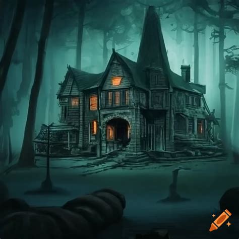 Image Of A Dark Forest Mansion
