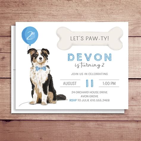Printable Dog Birthday Party Invitations