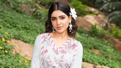 samantha ruth prabhu in floral suit set shows a new way of draping dupatta fans say so pretty