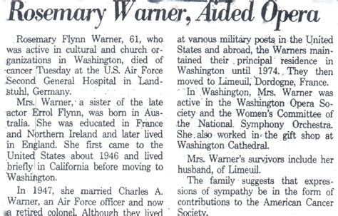 Rosemary Flynn Obituary The Errol Flynn Blog