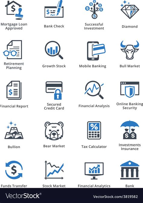 Browse and download hd finance icon png images with transparent background for free. Personal Finance Icons Set 1 - Blue Series Vector Image