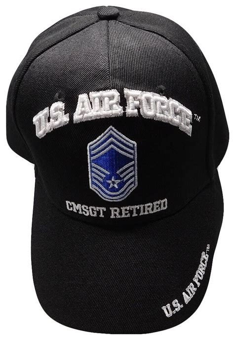 Us Air Force Cmsgt Retired Black Usaf Embroidered Ball Cap Hat
