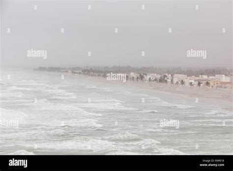 The Arabian Sea And The Coastal Town Of Taqah During The Monsoon Season