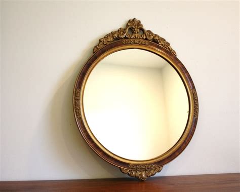 Large Round Vintage Wooden Mirror With Detail By Highstreetmarket