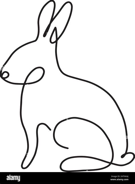 Bunny Kaninchen Vektor Eine Linie Kunst Abstraktes Kaninchen Zeichnung