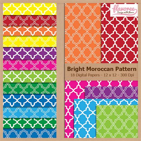 Digital Scrapbook Paper Pack Bright Moroccan Pattern Etsy