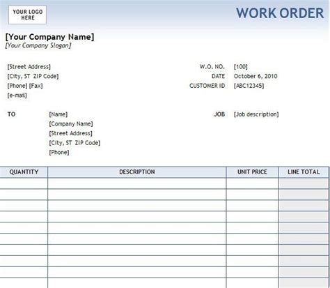 work order forms templates order form template  word template