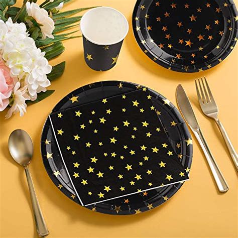 169pcs Black And Gold Party Supplies Set Disposable Party Dinnerware