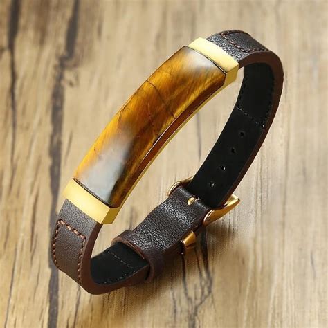 Vintage Tiger Eye Genuine Leather Bracelet The Stone Of Willpower And
