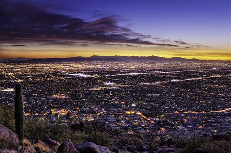 Camelback Mountains Phoenix Arizona City Landsape Sunset Clouds