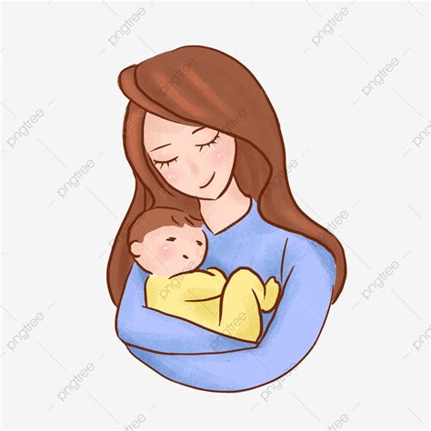 Mother Holding Baby Hand Drawn Cartoon Cute Elements Baby