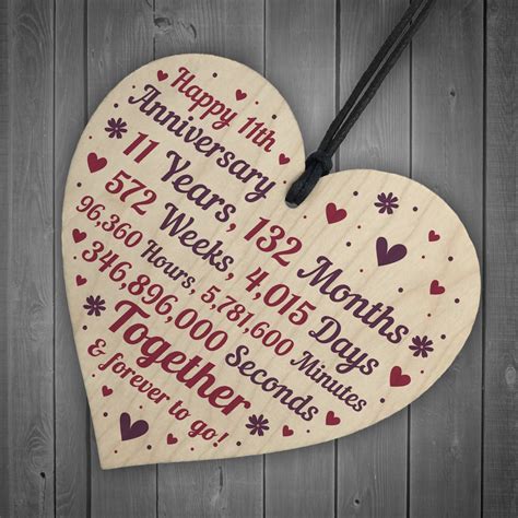 This 11th wedding anniversary gift ideas made of steel is special. Anniversary Wooden Heart To Celebrate 11th Wedding Anniversary