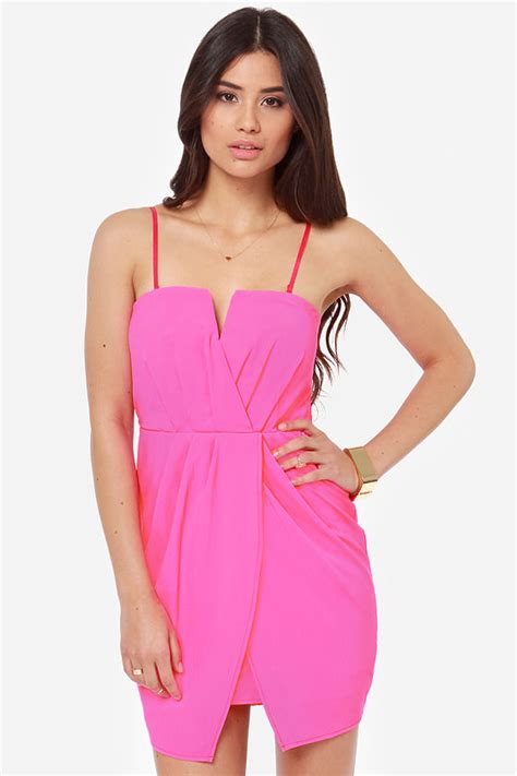 Pretty Hot Pink Dress Strapless Dress Cocktail Dress 7200