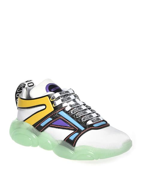 Moschino Mens Clear Teddy Sole Multicolor Fashion Sneakers Neiman Marcus