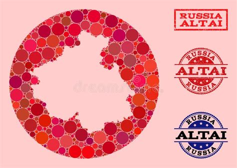 Hole Circle Map Of Altai Republic Mosaic And Rubber Seal Stock