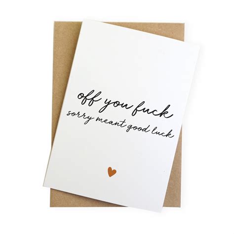 Off You Fuck Rude Good Luck Card Xoandquin