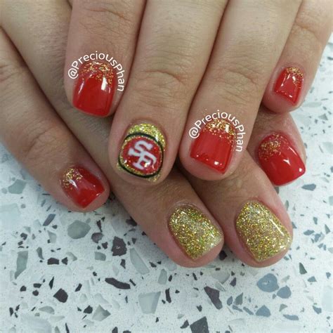 49ers San Francisco Nfl Nails Red And Gold Ombre 49ers Nails Nfl