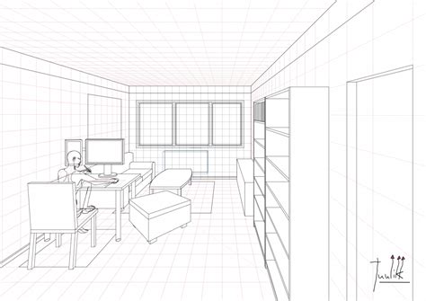 A Ongoing Living Room Drawing In One Point Perspective Update 03 Worlds On Paper