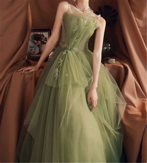 Soft Tulle Sleeveless Prom Dress Green For Women Long Party Dress
