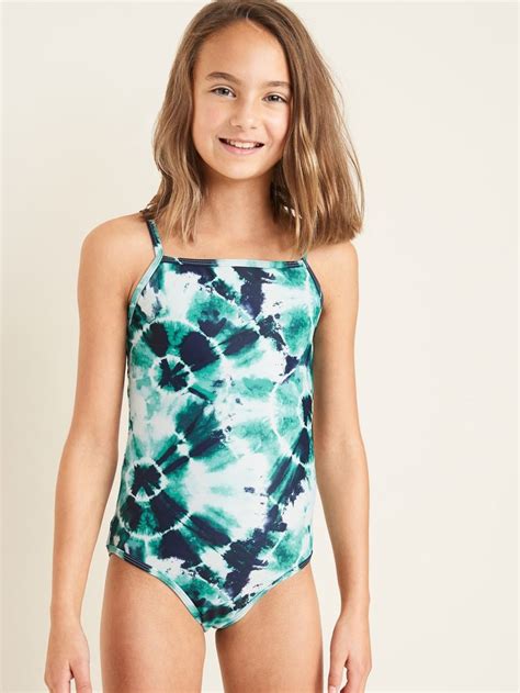 square neck graphic swimsuit for girls em 2020 roupas de crianças