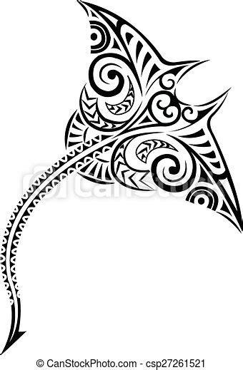 Vector Illustration Of Polynesian Style Mantaray Polynesian Manta Ray