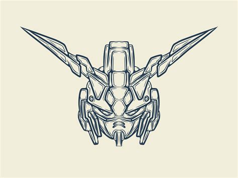 Gundam Robot Head Line Art Design Vector 7718560 Vector Art At Vecteezy