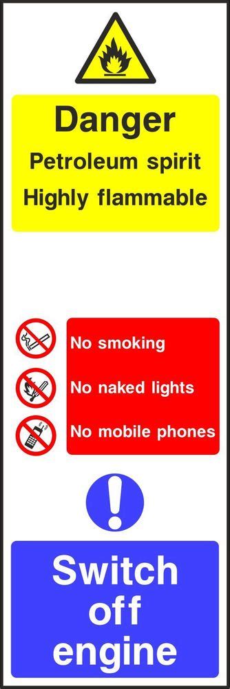 Danger Petroleum Spirit Highly Flammable No Smoking No Naked Lights No
