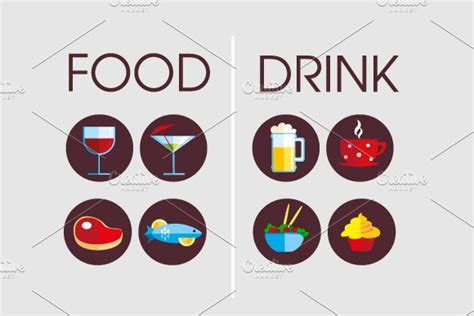 Food and beverages logo icon pack. Drink and Food icons ~ Icons ~ Creative Market
