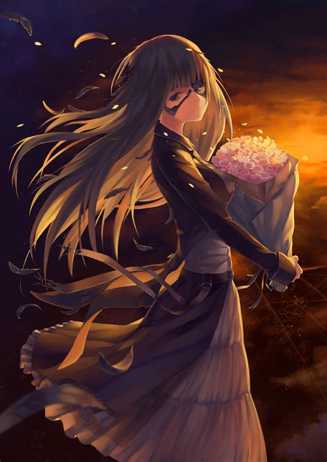 Wallpaper Illustration Flowers Long Hair Anime Girls Brunette
