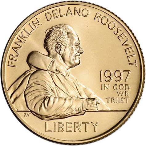 1997 W Us Gold 5 Franklin Delano Roosevelt Commemorative Bu Ngc Ms69