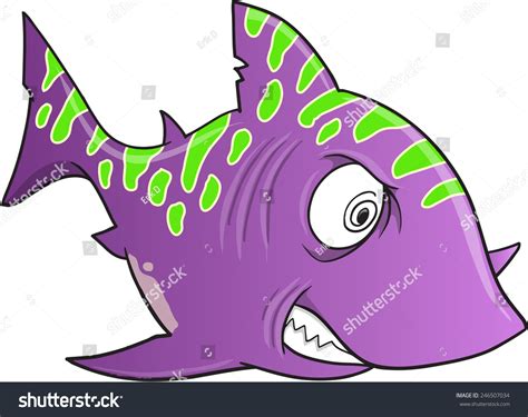 Purple Crazy Shark Vector Illustration Art Stock Vector Royalty Free