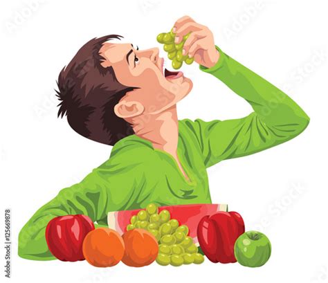 Vector Of Young Boy Eating Fruit Stock Image And Royalty Free Vector