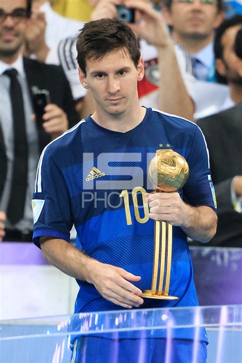 Lionel Messi Of Argentina With His Golden Ball Trophy International