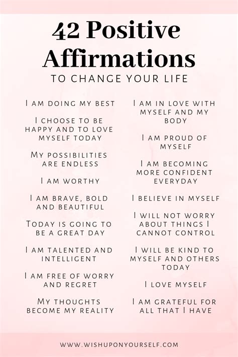 42 Positive Affirmations To Change Your Life Positive Affirmations